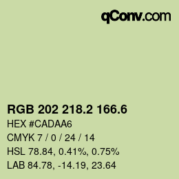 カラーコード: RGB 202 218.2 166.6 | qconv.com
