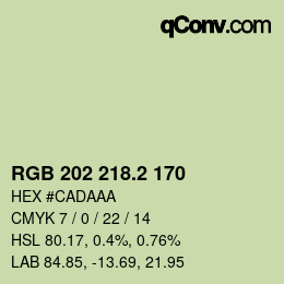 カラーコード: RGB 202 218.2 170 | qconv.com