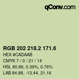 カラーコード: RGB 202 218.2 171.6 | qconv.com