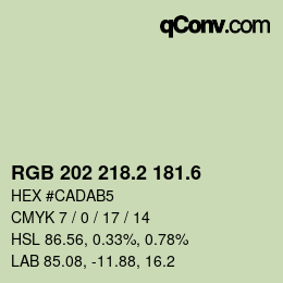 カラーコード: RGB 202 218.2 181.6 | qconv.com