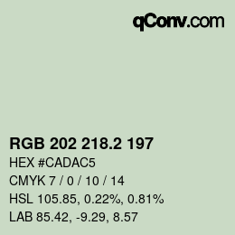 カラーコード: RGB 202 218.2 197 | qconv.com
