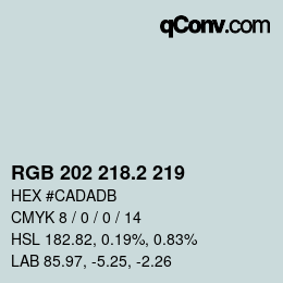 カラーコード: RGB 202 218.2 219 | qconv.com