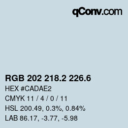 カラーコード: RGB 202 218.2 226.6 | qconv.com