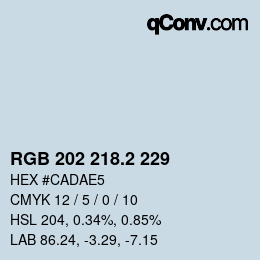 カラーコード: RGB 202 218.2 229 | qconv.com