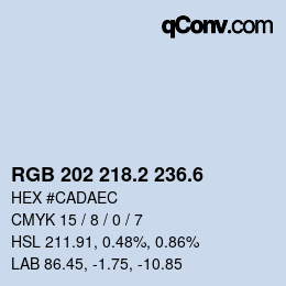カラーコード: RGB 202 218.2 236.6 | qconv.com
