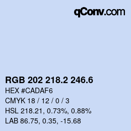 カラーコード: RGB 202 218.2 246.6 | qconv.com