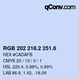 カラーコード: RGB 202 218.2 251.6 | qconv.com