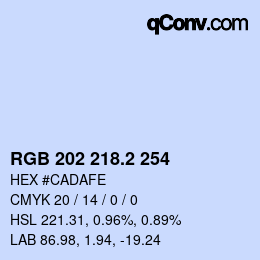 カラーコード: RGB 202 218.2 254 | qconv.com