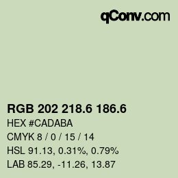 カラーコード: RGB 202 218.6 186.6 | qconv.com