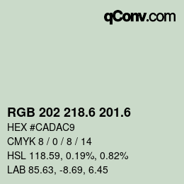 カラーコード: RGB 202 218.6 201.6 | qconv.com
