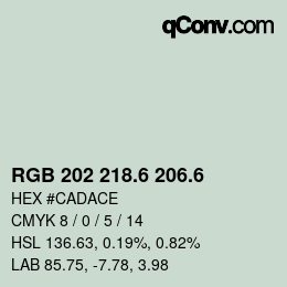 カラーコード: RGB 202 218.6 206.6 | qconv.com