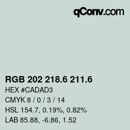 カラーコード: RGB 202 218.6 211.6 | qconv.com