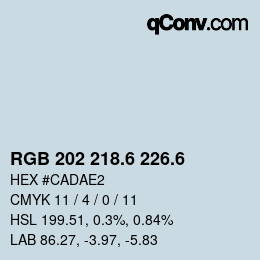 カラーコード: RGB 202 218.6 226.6 | qconv.com