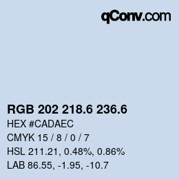 カラーコード: RGB 202 218.6 236.6 | qconv.com