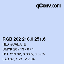 カラーコード: RGB 202 218.6 251.6 | qconv.com