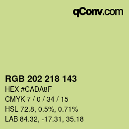 Color code: RGB 202 218 143 | qconv.com