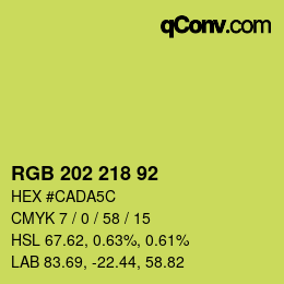 カラーコード: RGB 202 218 92 | qconv.com