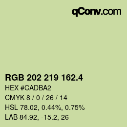 カラーコード: RGB 202 219 162.4 | qconv.com
