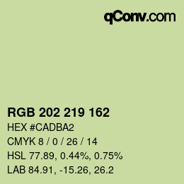 カラーコード: RGB 202 219 162 | qconv.com