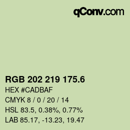 カラーコード: RGB 202 219 175.6 | qconv.com