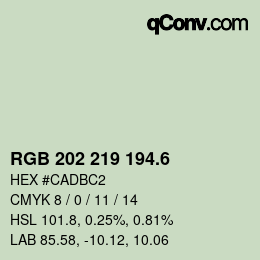 カラーコード: RGB 202 219 194.6 | qconv.com