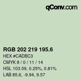 カラーコード: RGB 202 219 195.6 | qconv.com