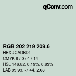 カラーコード: RGB 202 219 209.6 | qconv.com