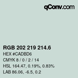 カラーコード: RGB 202 219 214.6 | qconv.com