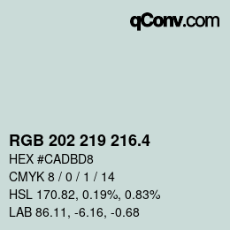 カラーコード: RGB 202 219 216.4 | qconv.com