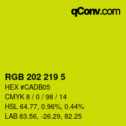 Color code: RGB 202 219 5 | qconv.com