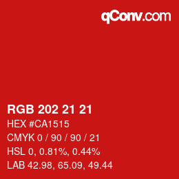 Color code: RGB 202 21 21 | qconv.com
