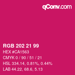 Color code: RGB 202 21 99 | qconv.com