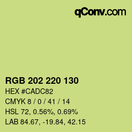 カラーコード: RGB 202 220 130 | qconv.com