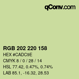 カラーコード: RGB 202 220 158 | qconv.com