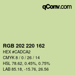 Color code: RGB 202 220 162 | qconv.com