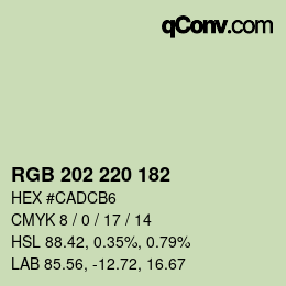 カラーコード: RGB 202 220 182 | qconv.com