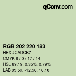 カラーコード: RGB 202 220 183 | qconv.com