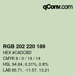 颜色代码: RGB 202 220 189 | qconv.com