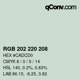 カラーコード: RGB 202 220 208 | qconv.com