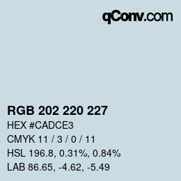 Color code: RGB 202 220 227 | qconv.com