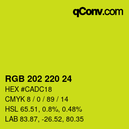 カラーコード: RGB 202 220 24 | qconv.com