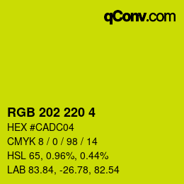 颜色代码: RGB 202 220 4 | qconv.com