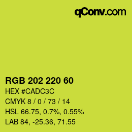 颜色代码: RGB 202 220 60 | qconv.com