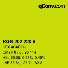 カラーコード: RGB 202 220 8 | qconv.com