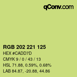 Color code: RGB 202 221 125 | qconv.com