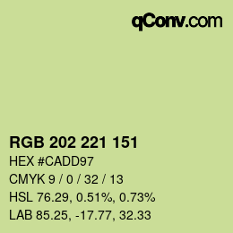 カラーコード: RGB 202 221 151 | qconv.com