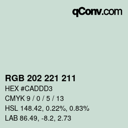 Color code: RGB 202 221 211 | qconv.com
