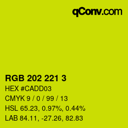 カラーコード: RGB 202 221 3 | qconv.com