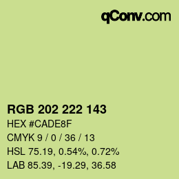 カラーコード: RGB 202 222 143 | qconv.com
