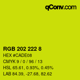 カラーコード: RGB 202 222 8 | qconv.com